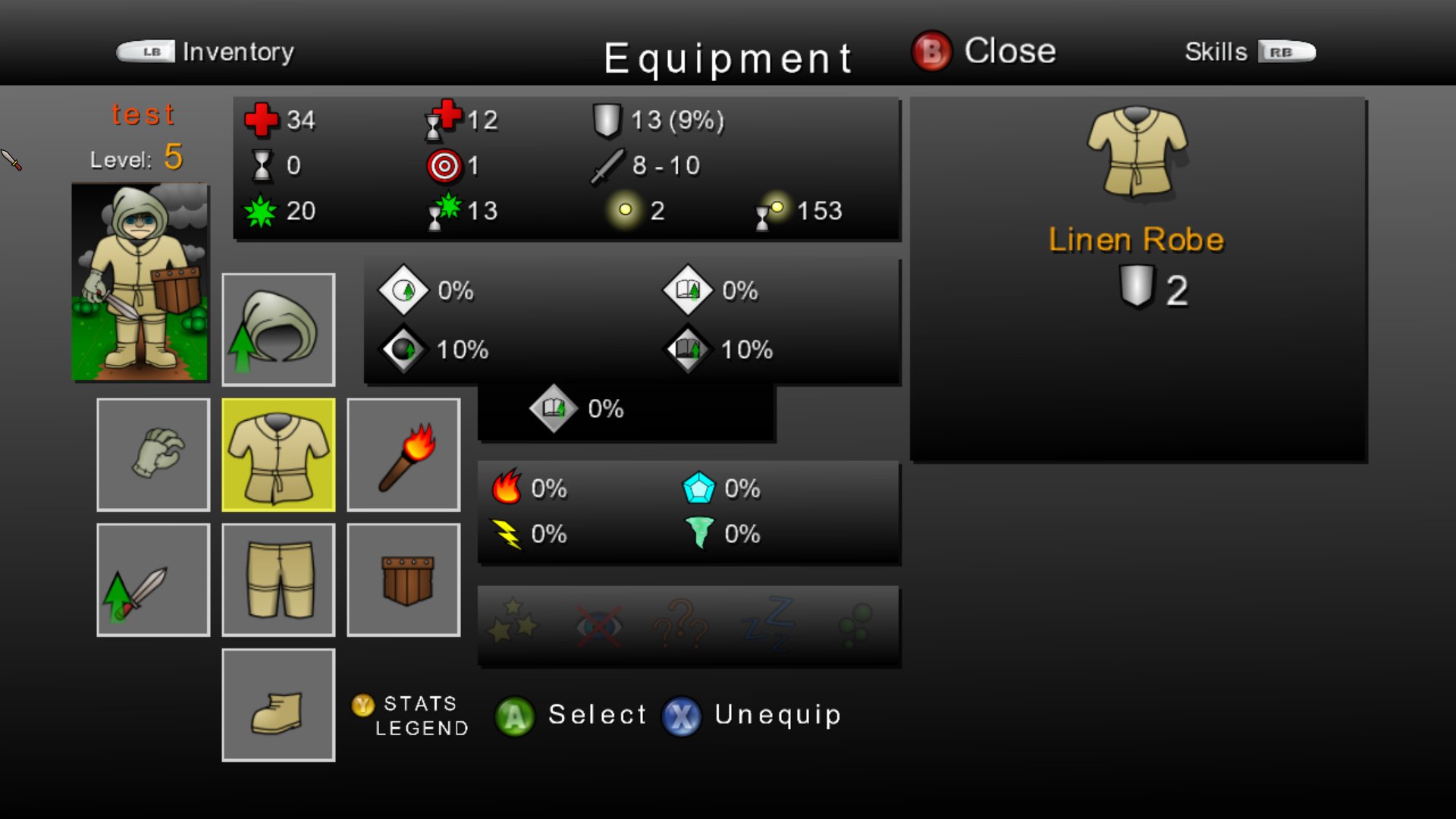 Original 2012 equipment screen with dark grey panels and Xbox-era UI